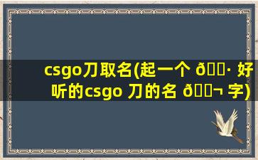 csgo刀取名(起一个 🕷 好听的csgo 刀的名 🐬 字)